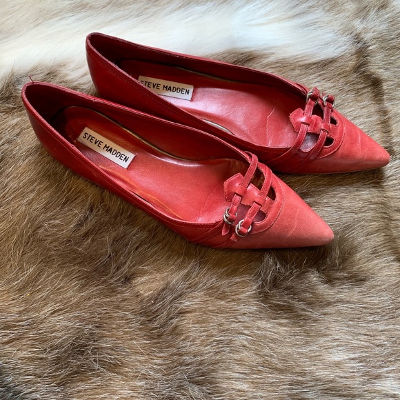 Steve Madden Shoes - STEVE MADDEN flats red real leather